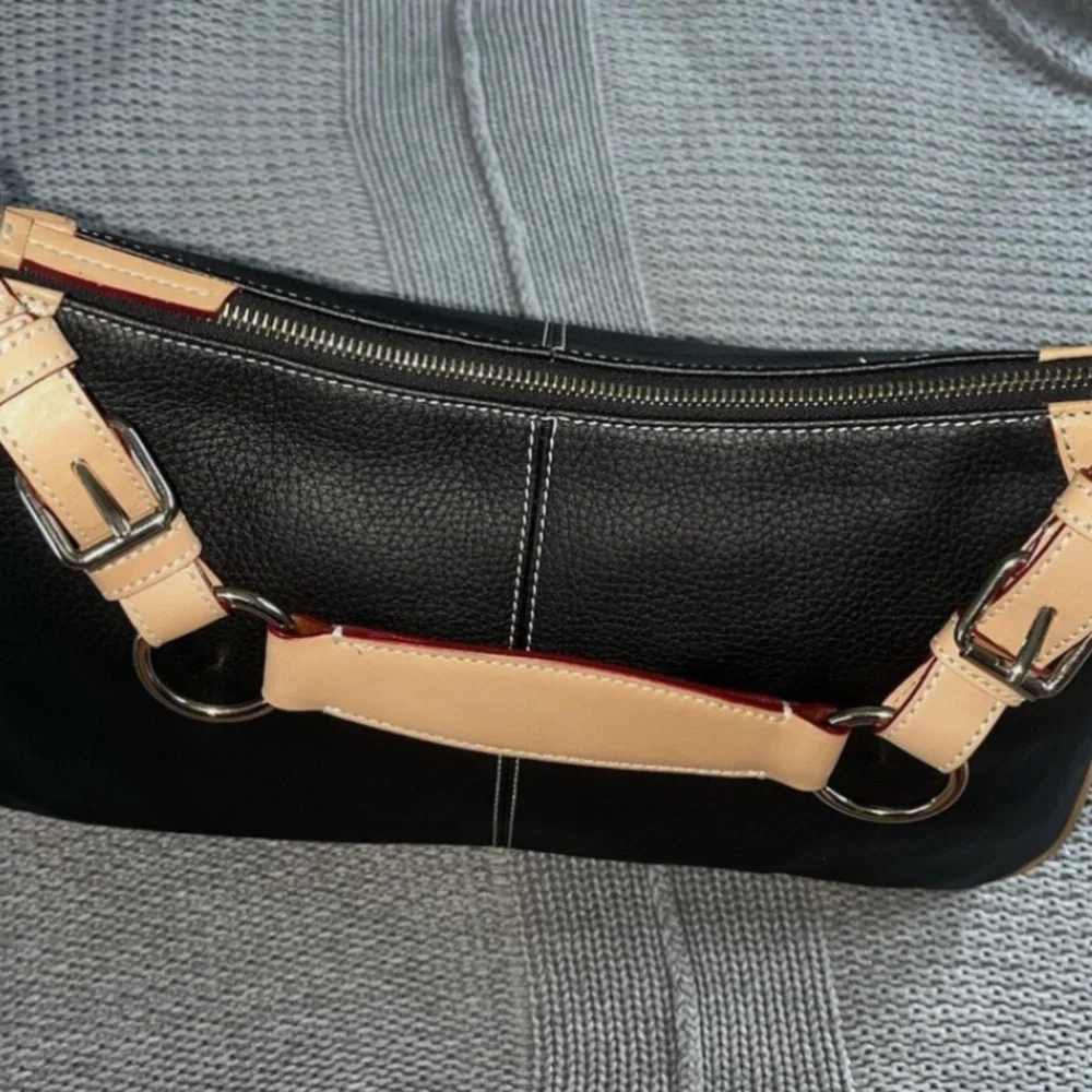 Dooney & Bourke Black and Tan Shoulder Bag - Picture 2 of 8